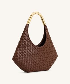 Alternative view of Olivia Hand-Woven Metal Handle Hobo Bag - Brown