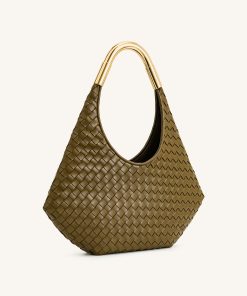 Alternative view of Olivia Hand-Woven Metal Handle Hobo Bag - Olive Green