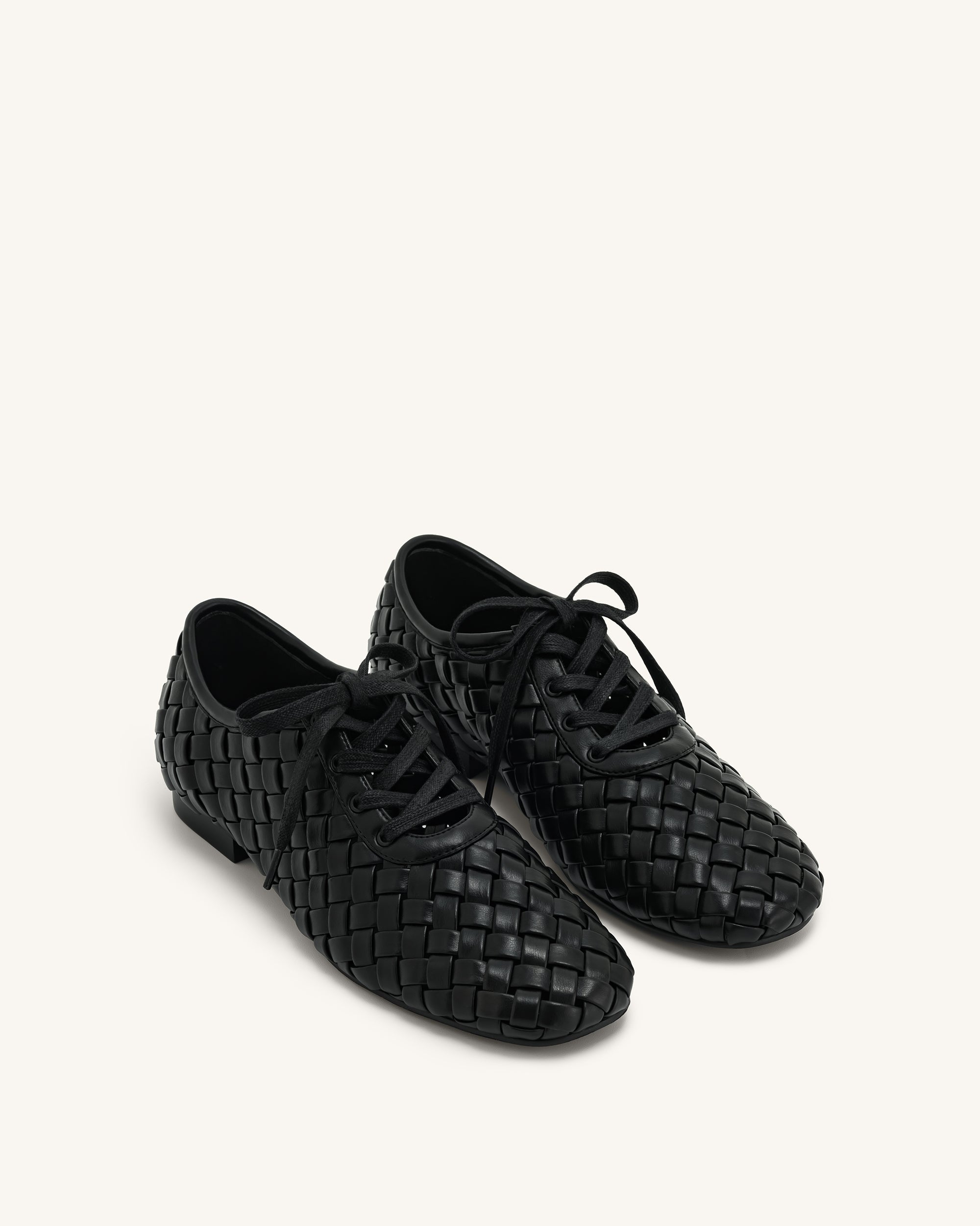 Kayla Weave Strap Flat Shoes - Black - Image 3