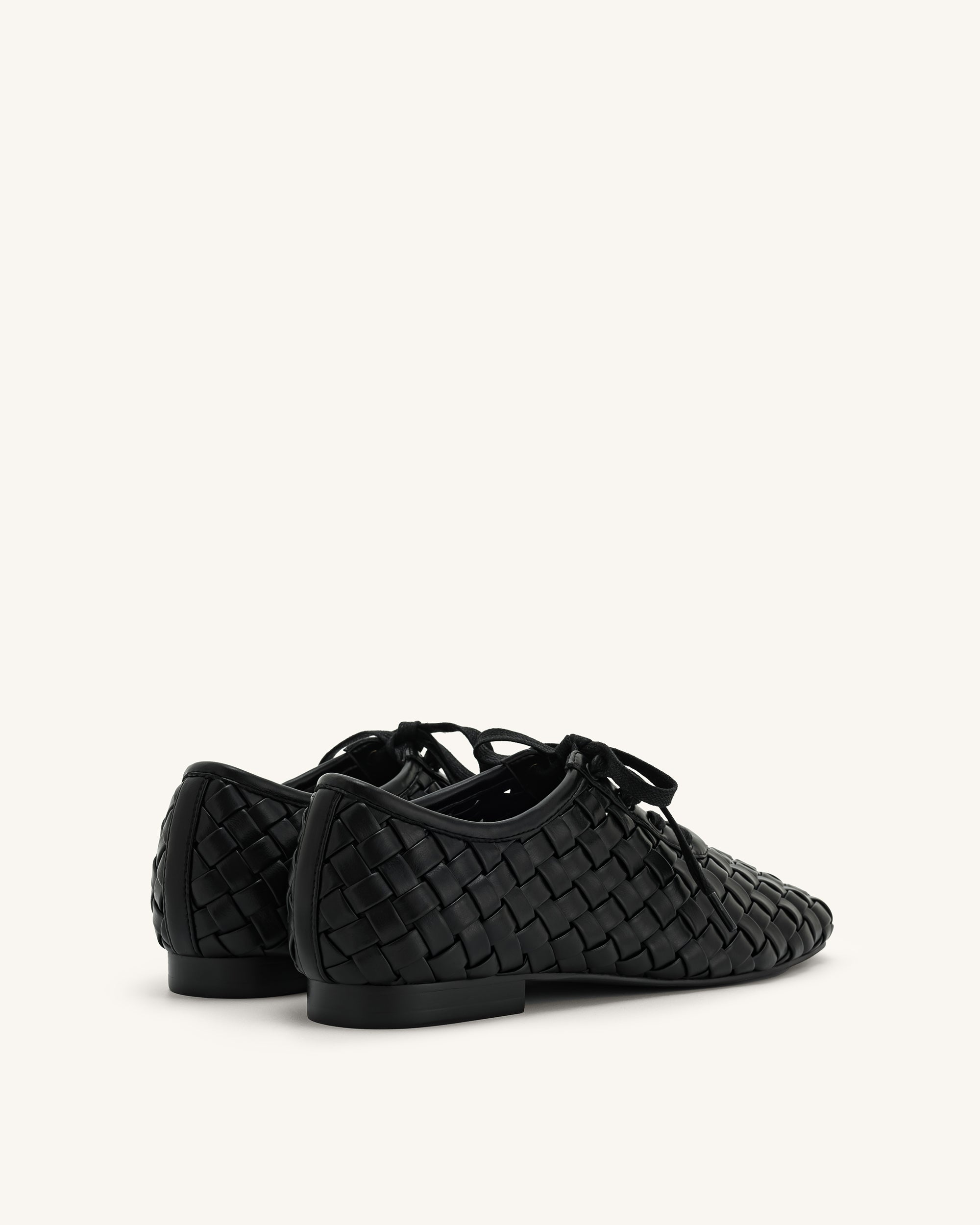 Kayla Weave Strap Flat Shoes - Black - Image 4