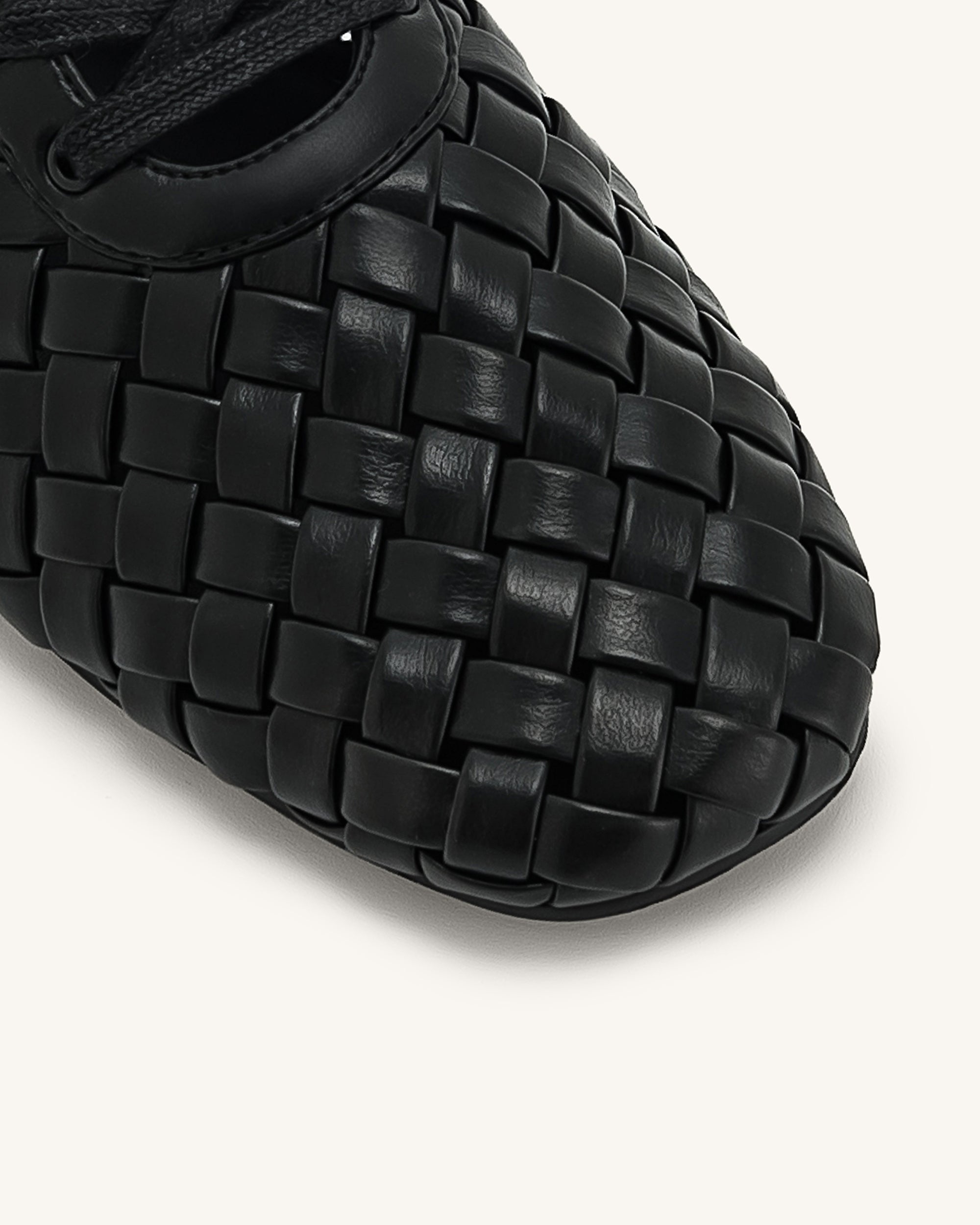 Kayla Weave Strap Flat Shoes - Black - Image 5