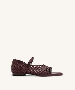 Jocelyn Weave Strap Flip-flops - Claret Red