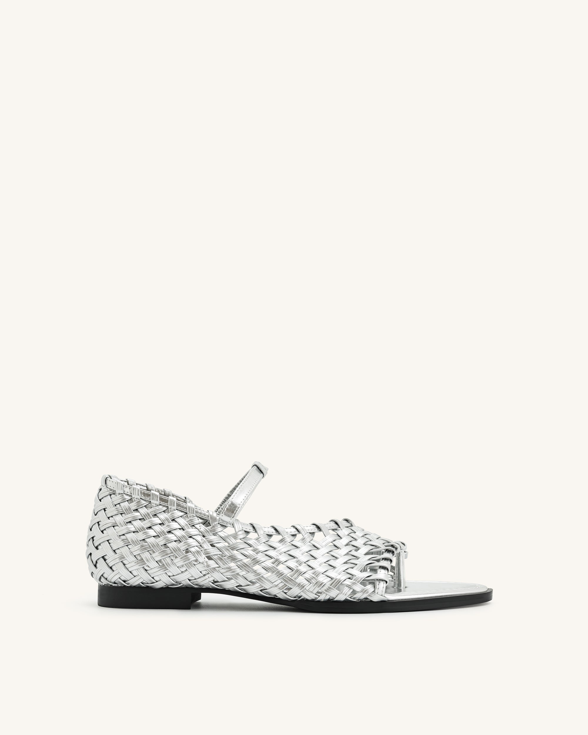 Jocelyn Weave Strap Flip-flops - Silver - Image 11