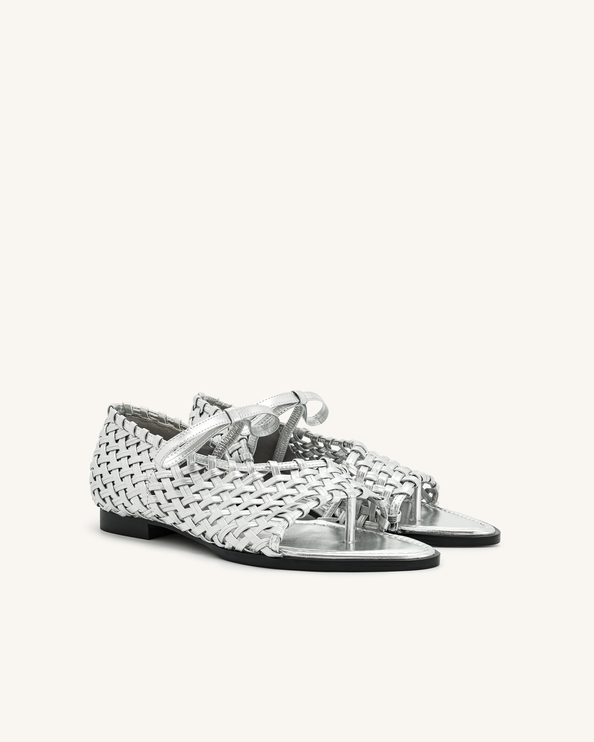 Jocelyn Weave Strap Flip-flops - Silver - Image 2
