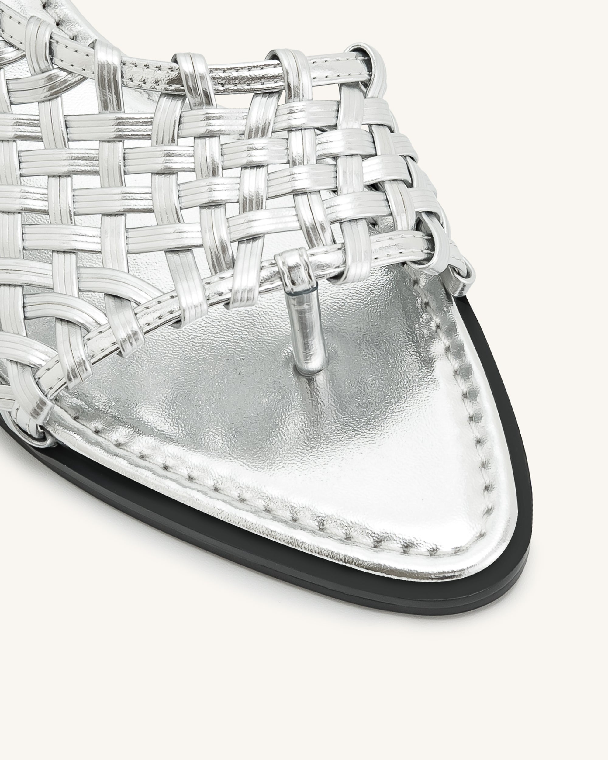Jocelyn Weave Strap Flip-flops - Silver - Image 9