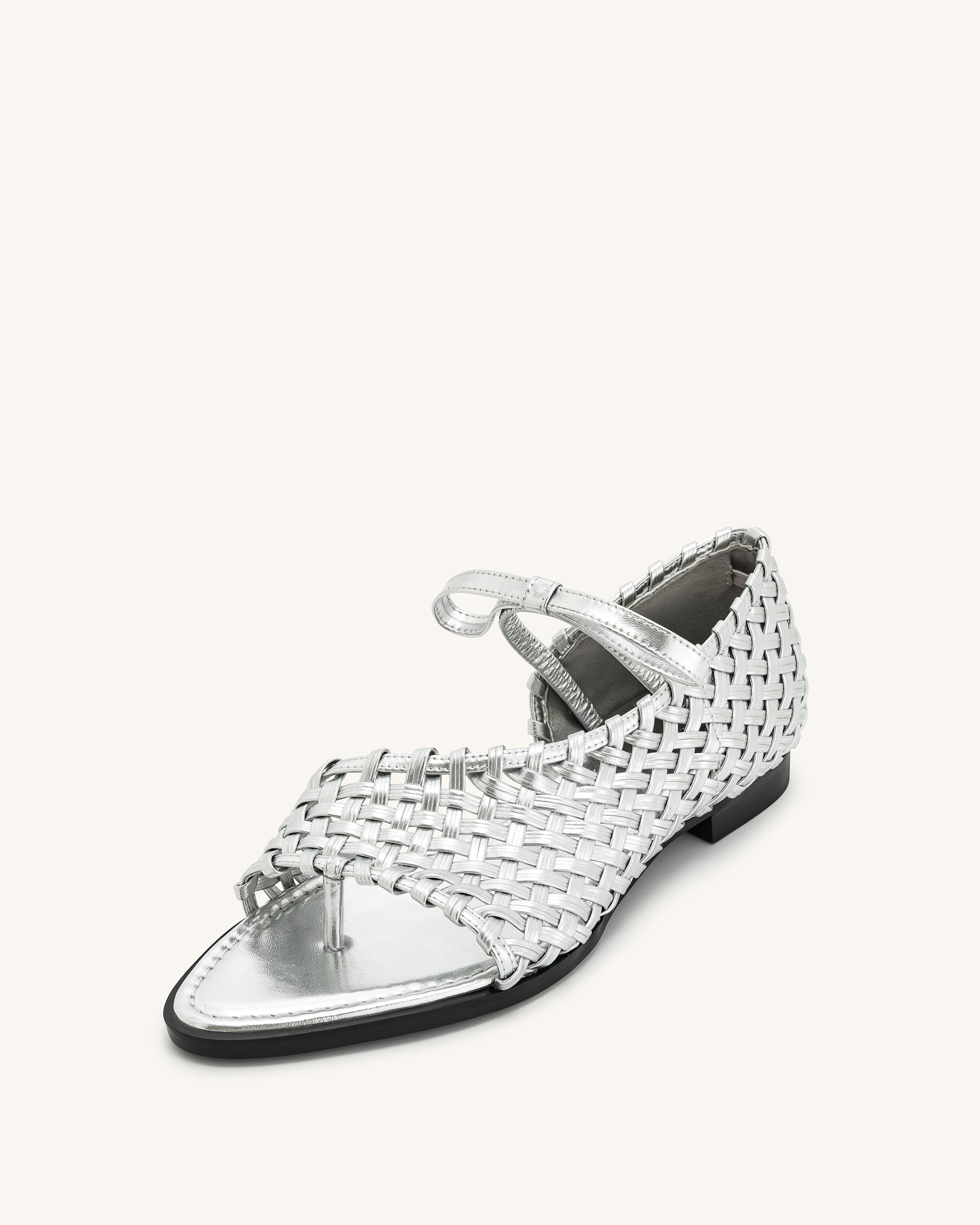 Jocelyn Weave Strap Flip-flops - Silver - Image 5