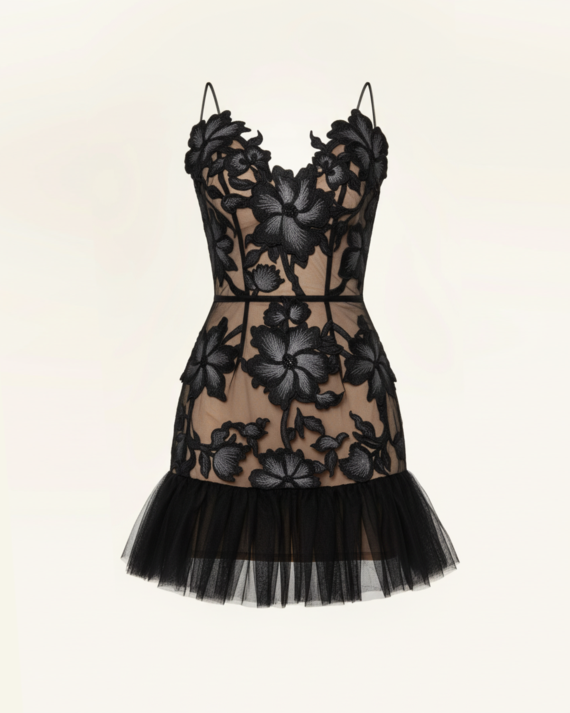 Floral Sling Mini Dress - Black - Image 2