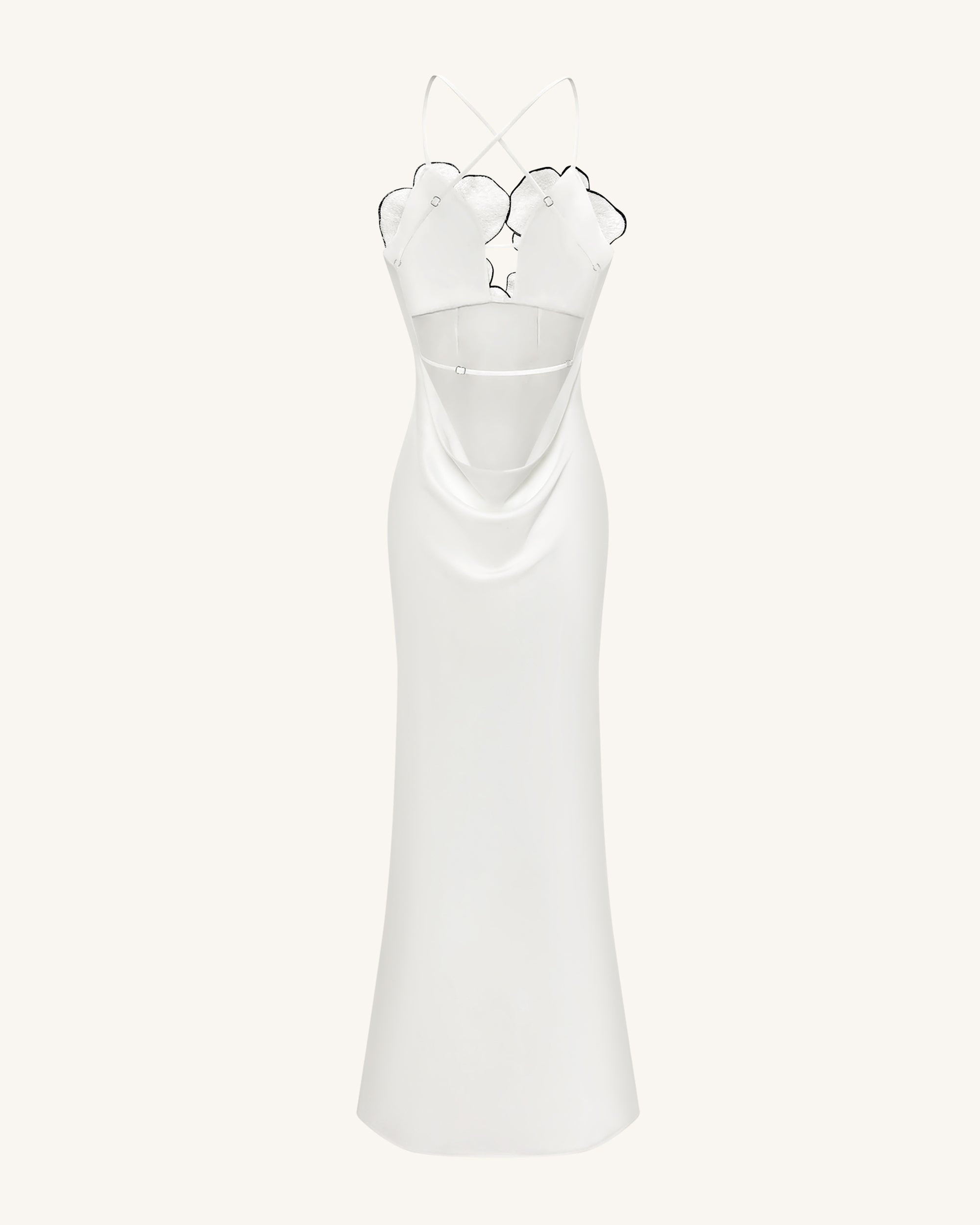 Orchid Embroidered Dress - White/Black - Image 4