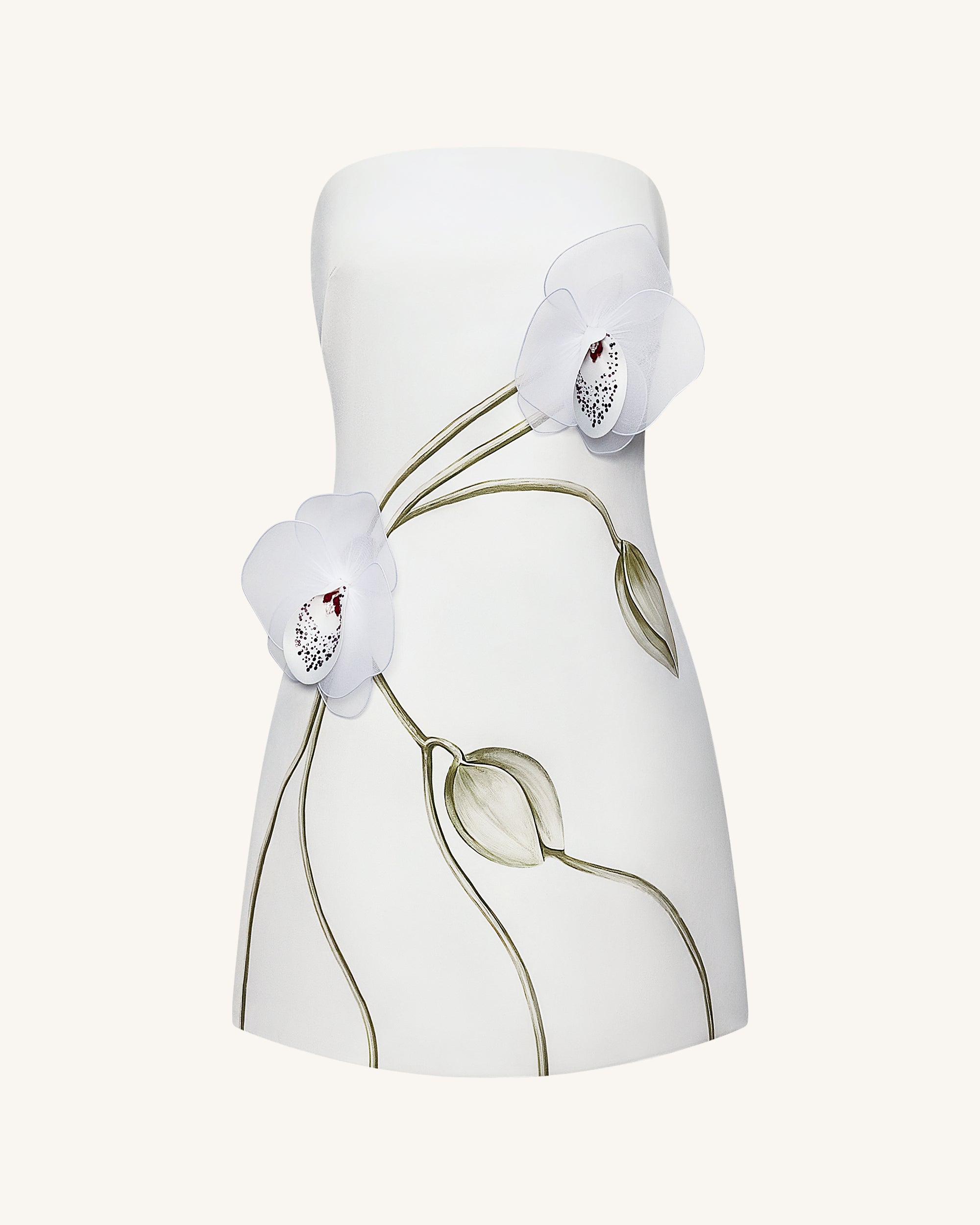 Orchid Appliqué Strapless Dress - White - Image 4