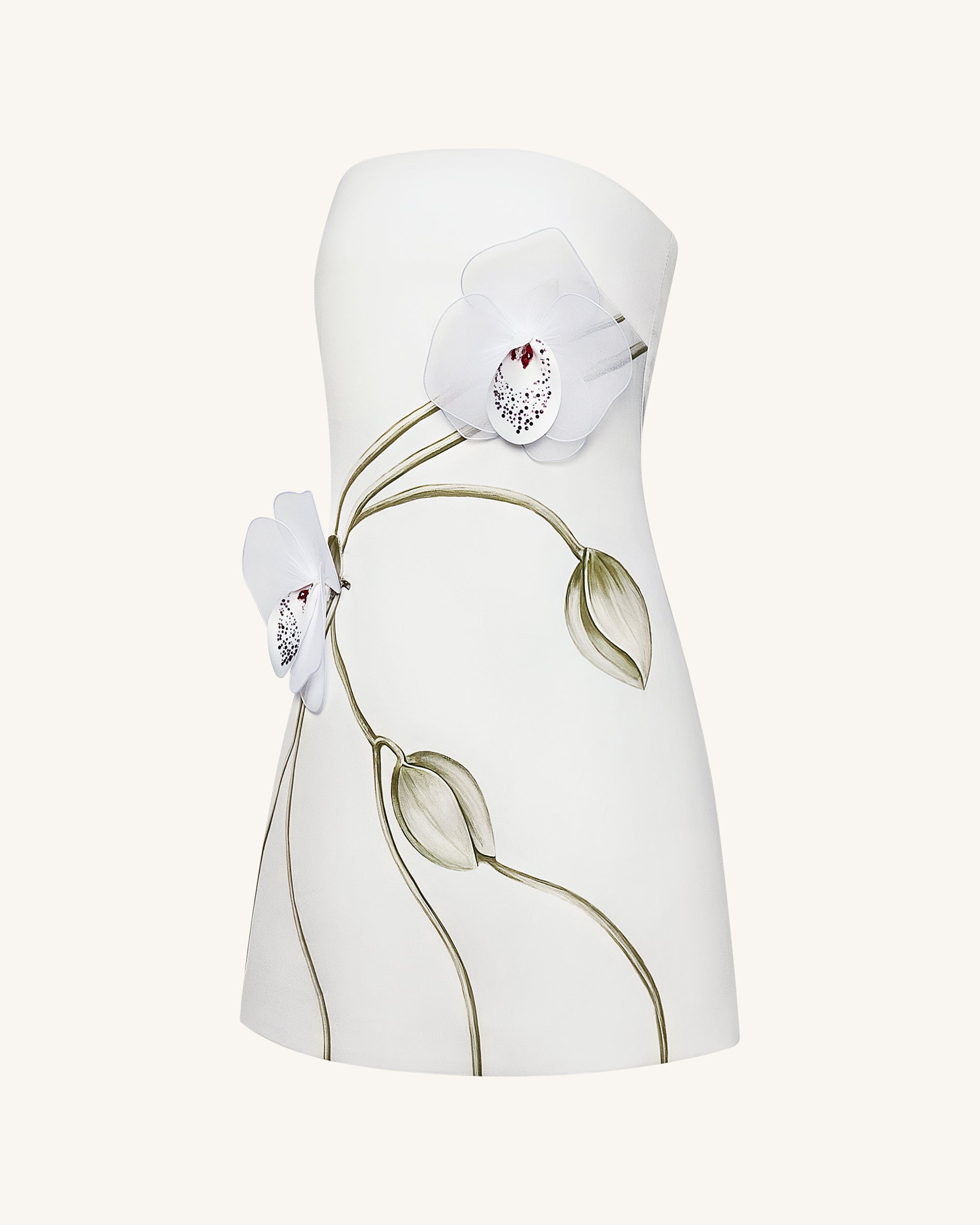 Orchid Appliqué Strapless Dress - White - Image 5