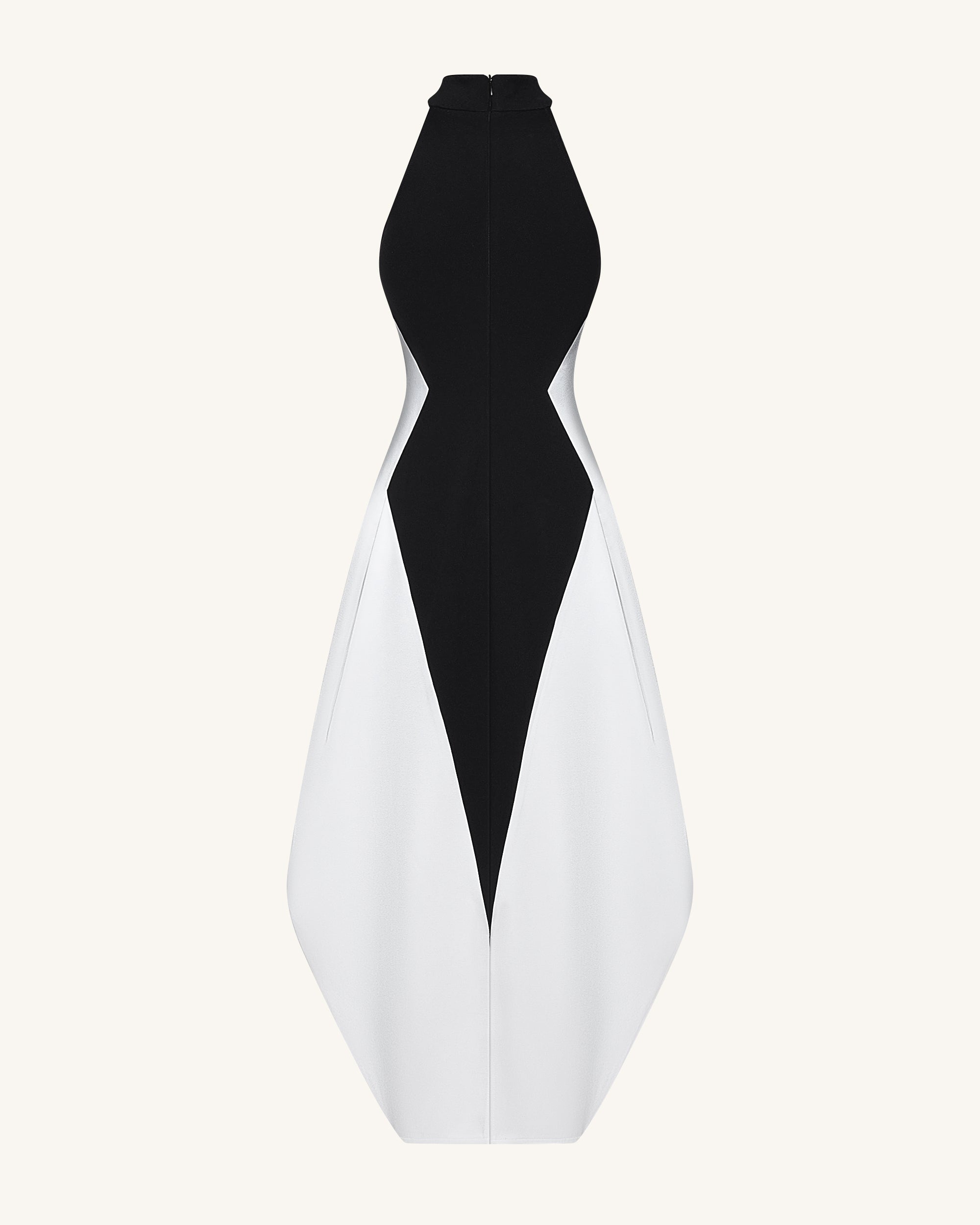 Monochrome Paneled Maxi Dress – Black - Image 4