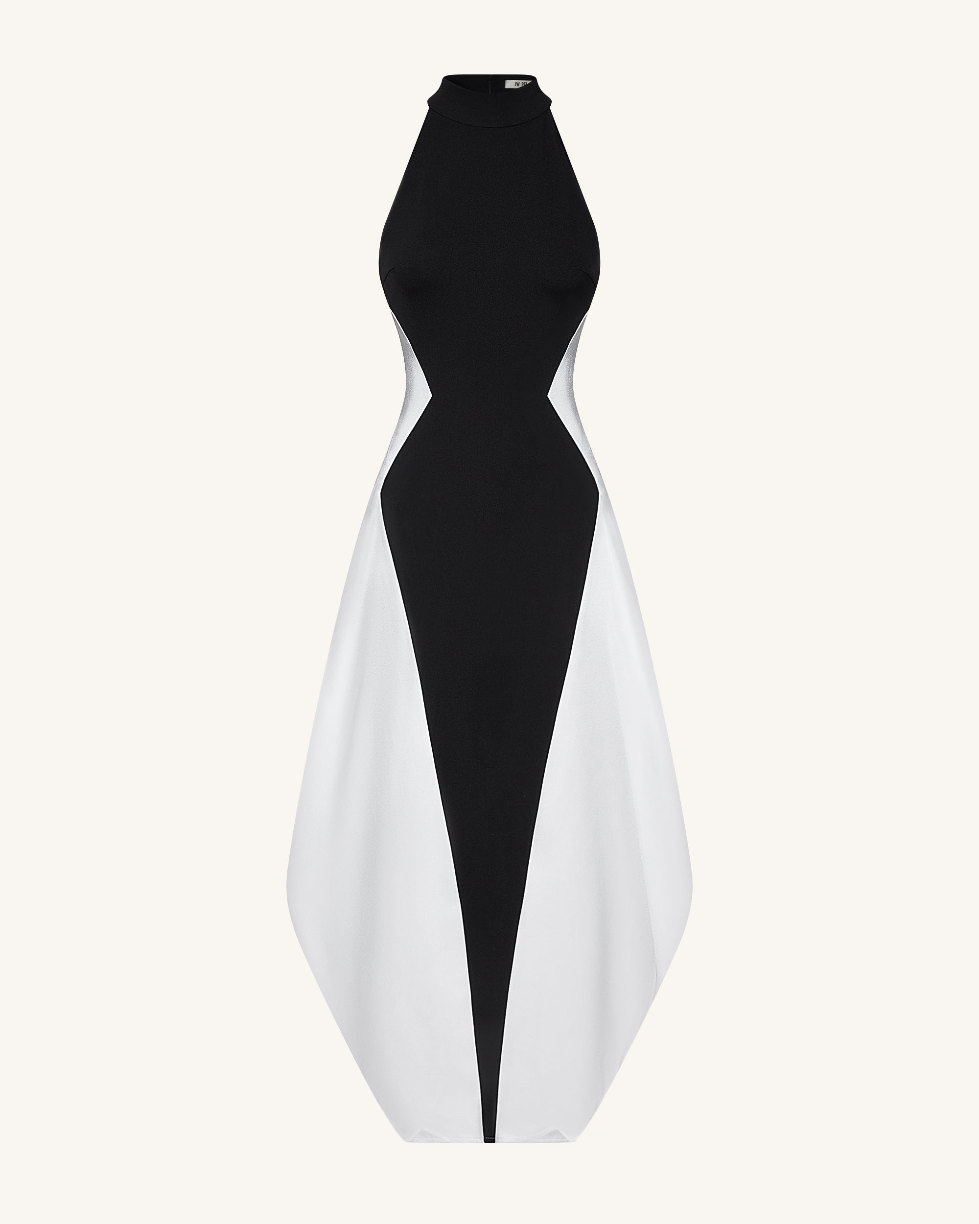 Monochrome Paneled Maxi Dress – Black - Image 2