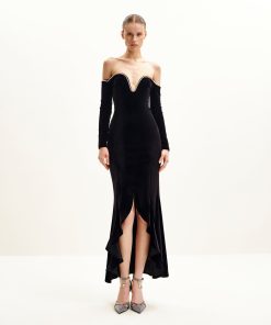 Allison Off-Shoulder Evening Gown - Black