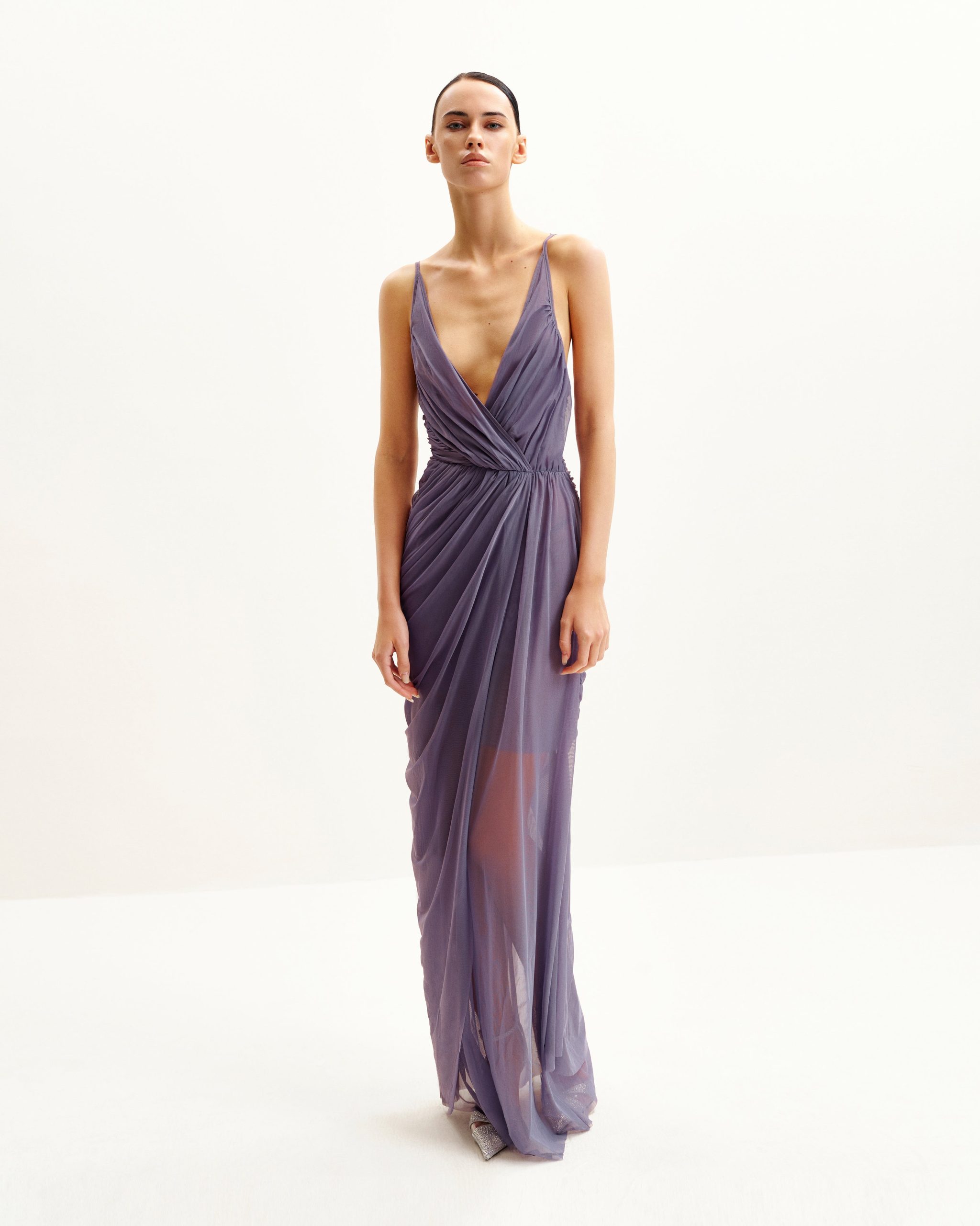 Luna Flowing Mesh Gown - Lavender