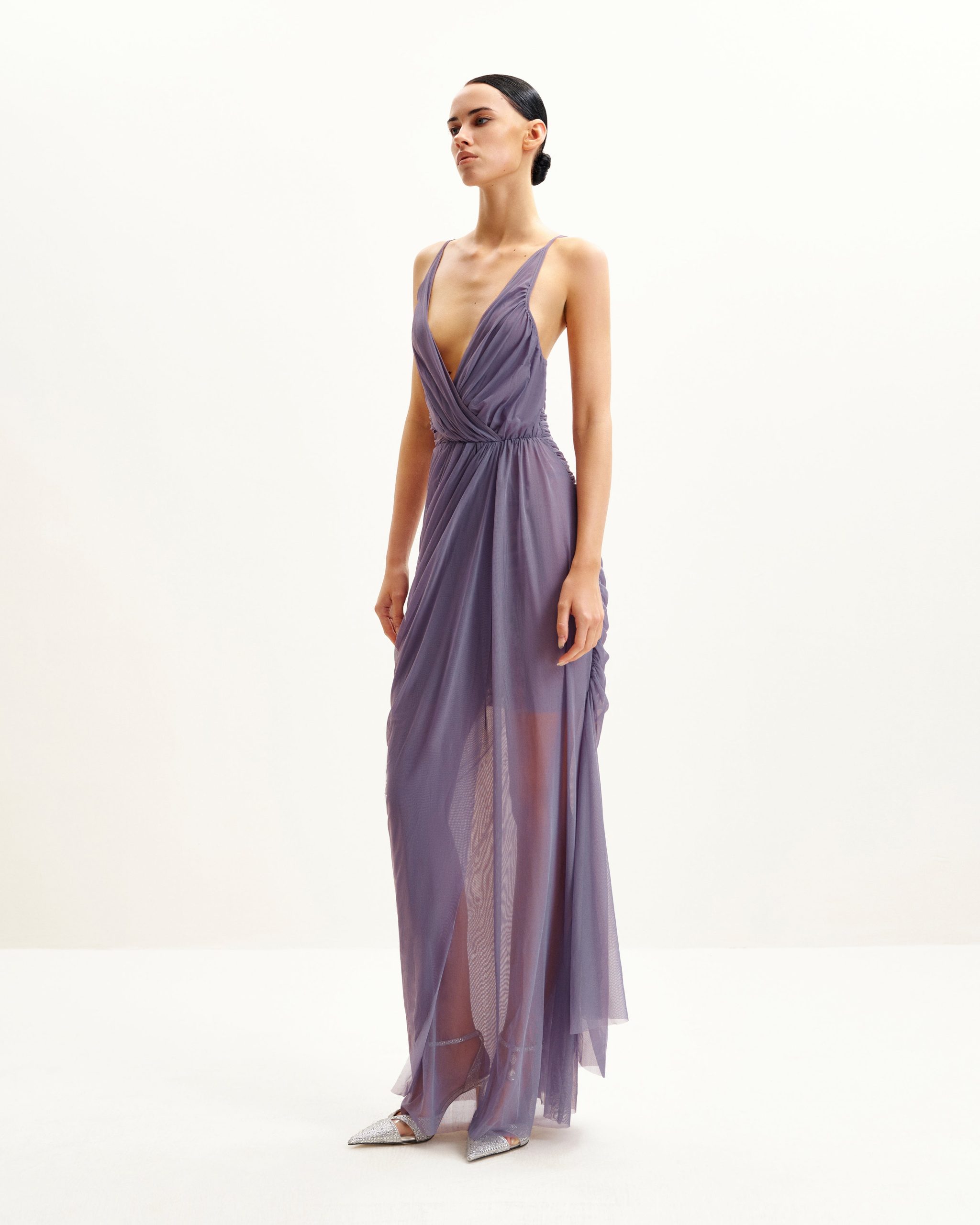 Luna Flowing Mesh Gown - Lavender - Image 2