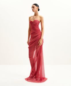 Alternative view of Mia Strapless Sheer Glitter Gown - Scarlet