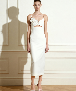 Bloom-Cut Contour Dress - White