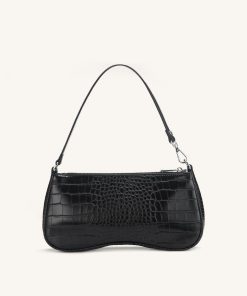 Eva Shoulder Handbag - Black Croc