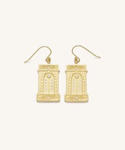 Roman Arch Earrings - 18ct Gold Plated & White Zircon