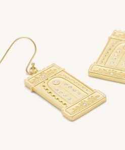 Alternative view of Roman Arch Earrings - 18ct Gold Plated & White Zircon