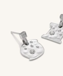 Alternative view of Cosmos Earrings - 18ct White Gold Plated & White Zircon