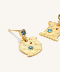 Alternative view of Cosmos Earrings - 18ct Gold Plated & Multicolor Zircon