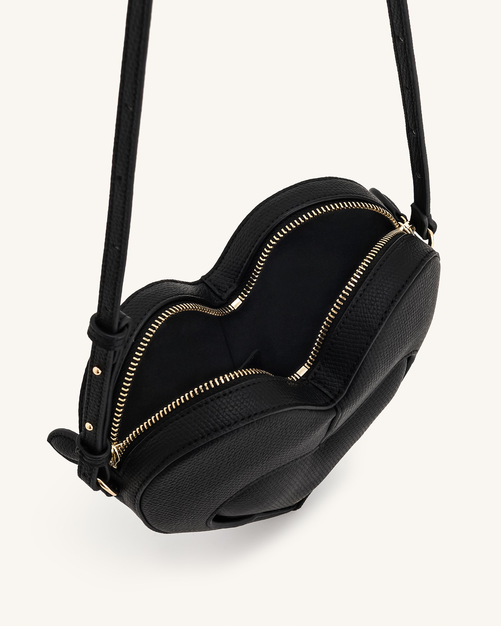 Francisca Heart Shaped Crossbody Bag - Black - Image 4