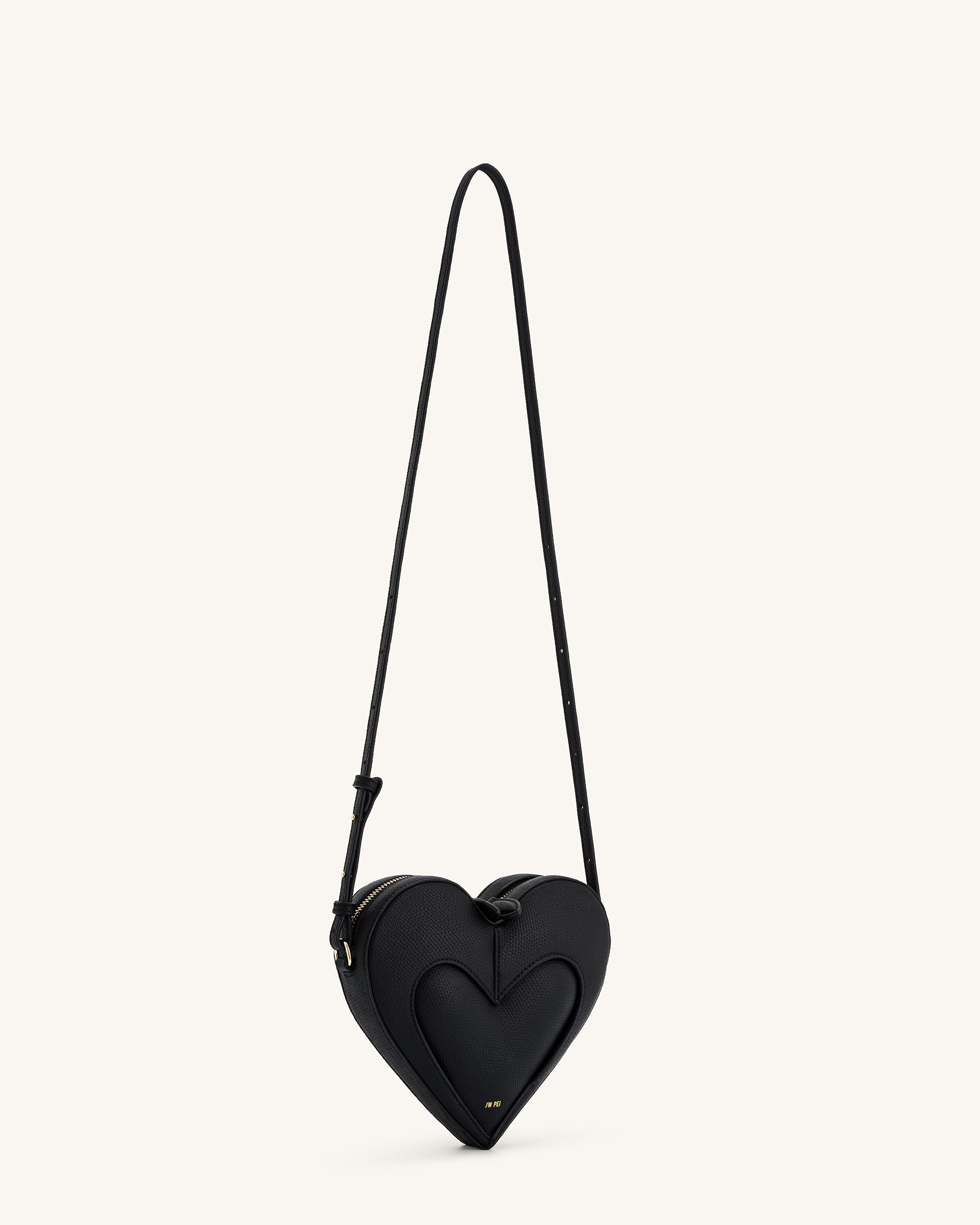 Francisca Heart Shaped Crossbody Bag - Black - Image 2