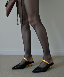 Alternative view of Helena Weave  Pierced Mules - Black