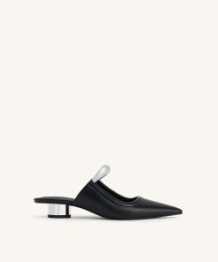 Helena  Pierced Mules - Black