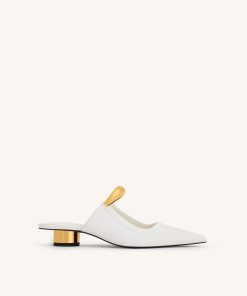 Helena  Pierced Mules - White