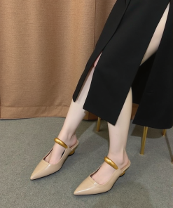 Alternative view of Helena  Pierced Mules - Khaki