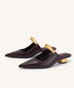 Alternative view of Helena  Pierced Mules- Claret Red