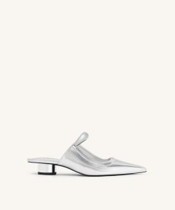 Helena  Pierced Mules - Silver