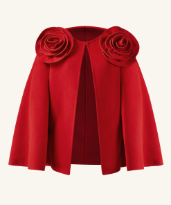 Alternative view of Clara Floral Applique Cape Coat - Red