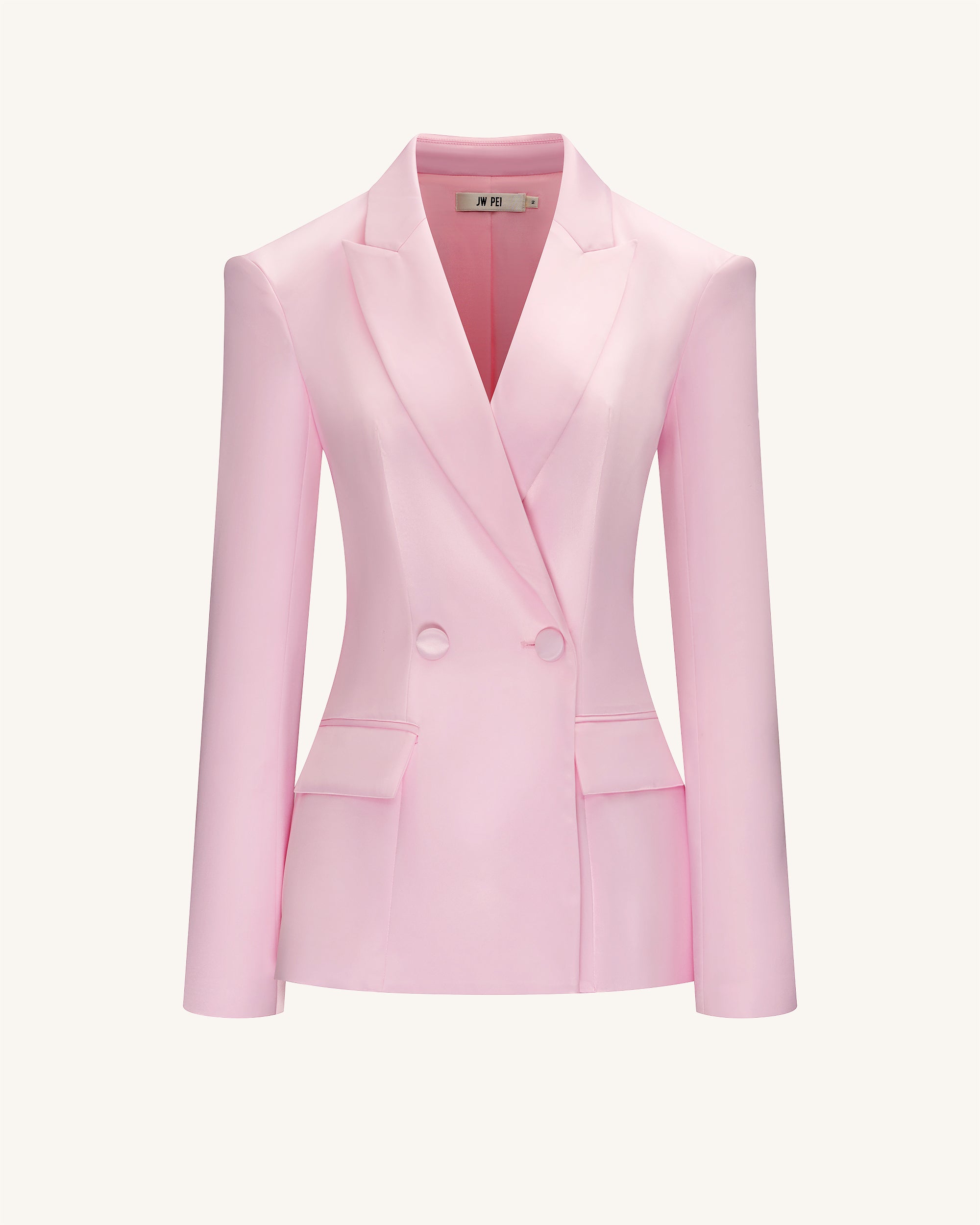 Lily Satin Double-Breasted Blazer Suit - Pink - Image 3