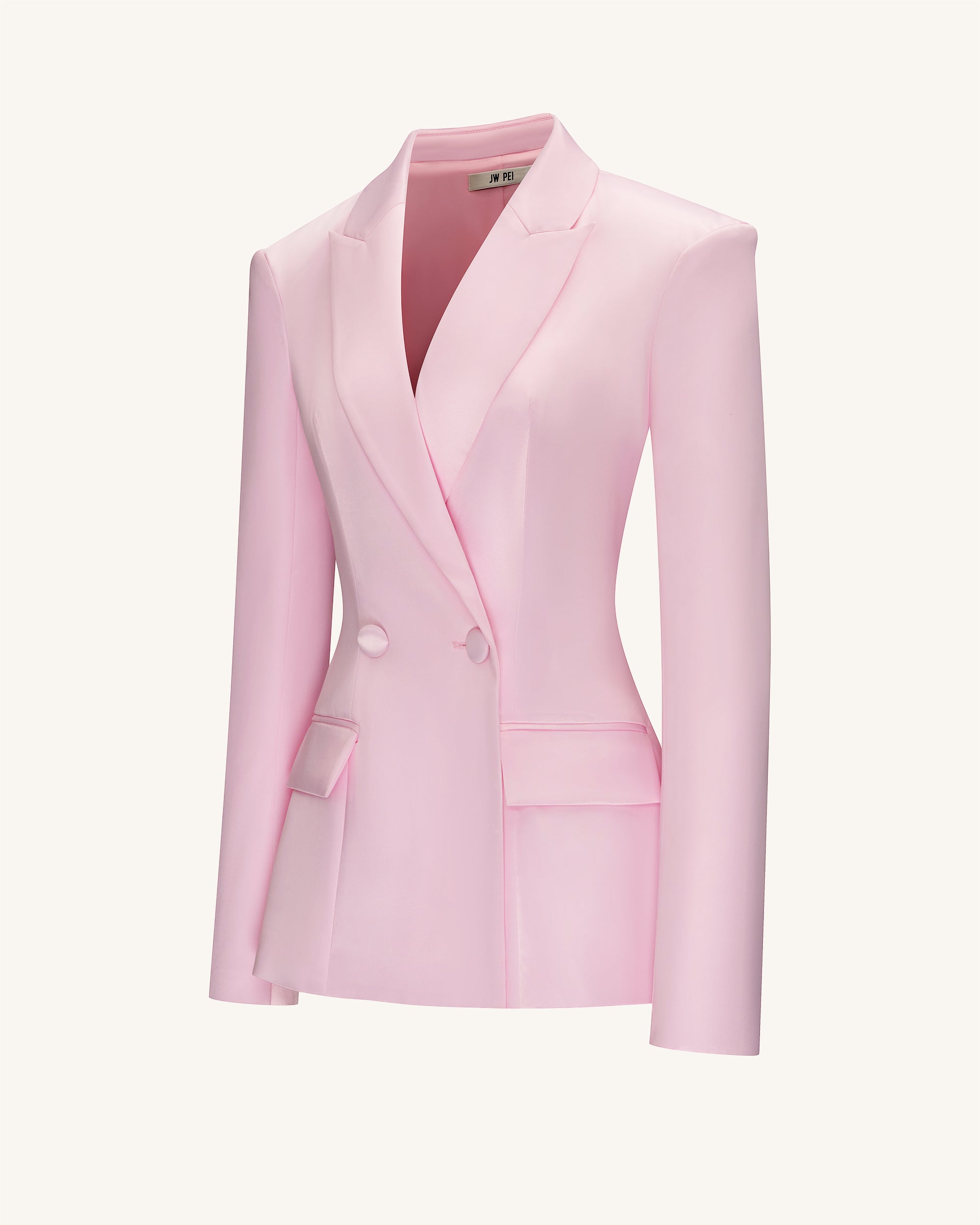 Lily Satin Double-Breasted Blazer Suit - Pink - Image 4