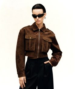 Adeline  Faux Suede Jacket - Brown