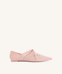 Reilly Fishnet Ballerina Flats - Pink Beige