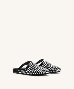 Alternative view of Athena Artificial Crystal Flat Mules - Black