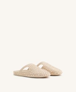Alternative view of Athena Artificial Crystal Flat Mules - Beige