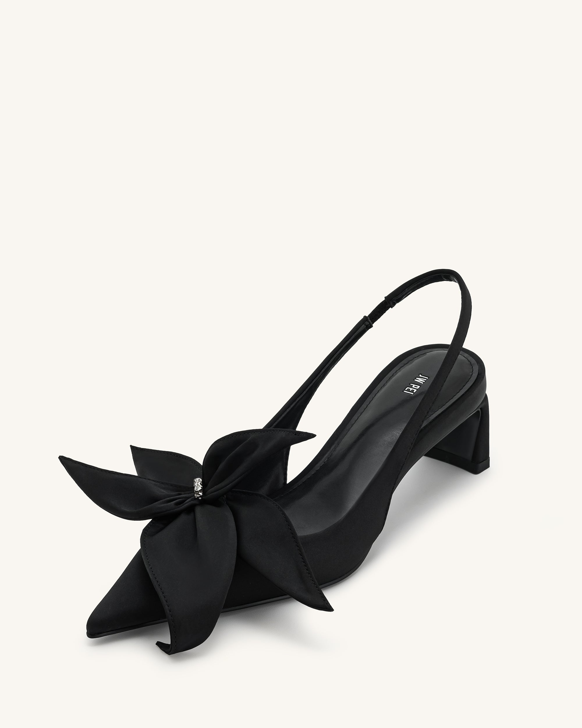 Queena Floral Appliques Slingback Pumps - Black - Image 5