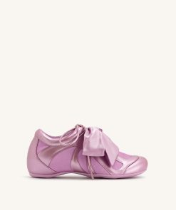 Rosie Metallic Bow Tie Low Top Sneakers - Pink