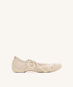 Caitlin Lace-up Ballerina Sneakers  - Beige