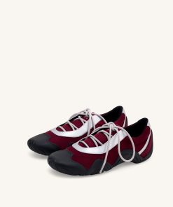 Alternative view of Caitlin Faux Suede Lace-up Ballerina Sneakers - Burgundy & Light Grey