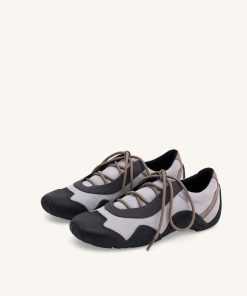 Alternative view of Caitlin Faux Suede Lace-up Ballerina Sneakers - Grey Mix