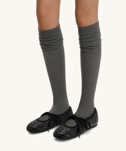 Alternative view of Erika Topstitching lace-up ballet Flats- Black