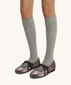 Alternative view of Erika Topstitching Lace-up Ballet Flats - Dark Brown