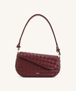Addisyn Weave Texture Shoulder Bag - Burgundy