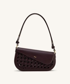 Addisyn Cutout Woven Shoulder Bag - Burgundy